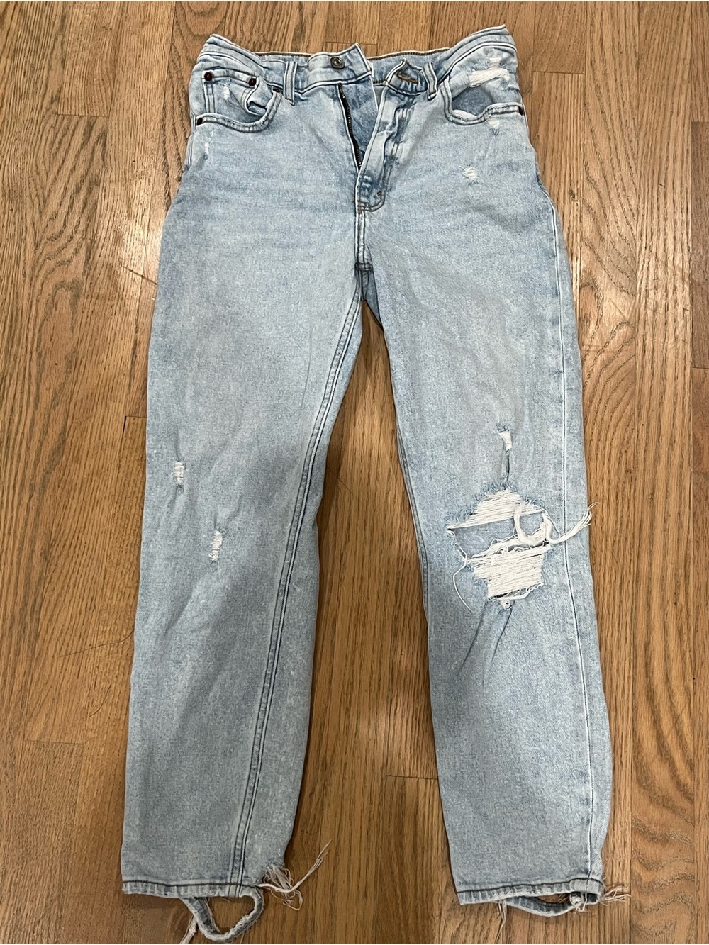 Abercrombie & Fitch Light Blue Distressed Boyfriend Jeans